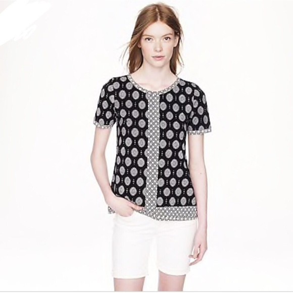 J. Crew S Mixed Print T-Shirt Short Sleeve Women's Blouse - Picture 1 of 9